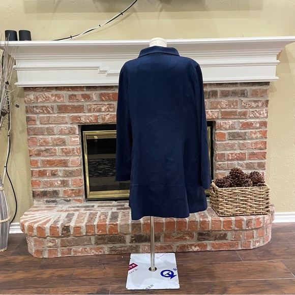 Vintage Max New York blue coat w/ black croc-print collar / 12 / EUC - Picture 13 of 16